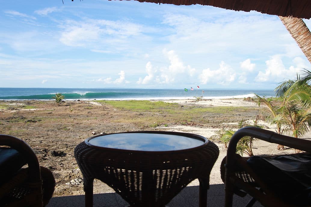 Bungalow terrace looking toward the ocean at Asu Camp